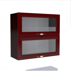 Corp superior vitrina 80 cu 2 usi orizontale Zebra MDF rosu simplu